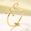 304 Stainless Steel Open Cuff Ring for Women RJEW-B109-01G-02-1