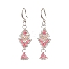 Rhombus Handmade Loom Pattern Glass Seed Beaded Dangle Earrings EJEW-MZ00036-01-1