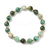 Natural Green Line Jasper & Brass Beads Stretch Bracelets for Women Men BJEW-JB13832-3