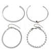 4Pcs 304 Stainless Steel Chain Bracelets & Cuff Bangles Sets for Women Men BJEW-F505-02P-4