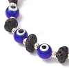 Natural Lava Rock & Handmade Lampwork Beads Stretch Bracelets BJEW-JB11984-03-4