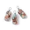 Rack Plating Copper Wire Wrapped Natural Mixed Stone Chip Big Pendants G-C130-01P-09-1