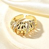 Brass Micro Pave Clear Cubic Zirconia Cuff Rings for Women RJEW-Q008-04G-4