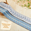 Polyester Jacquard Leaf Ribbon OCOR-WH0097-08B-4