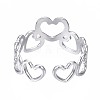 Non-Tarnish 304 Stainless Steel Heart Open Cuff Ring RJEW-T023-57P-2