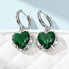 Valentine's Day Heart Brass & Glass Hoop Earrings EJEW-Z164-23P-04-2