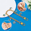 Brass & Natural Paua Shell Star Moon Charm 304 Stainless Steel Bag Decorative Chains HJEW-PH02278-3