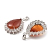 Natural Red Agate & Rhinestone Pendants G-K338-31P-11-2