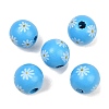 Printed Wood European Beads WOOD-G029-07B-1