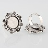 Vintage Adjustable Iron Finger Ring Components Alloy Flower Cabochon Bezel Settings X-PALLOY-O039-16AS-1