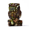 Owl Assembled Natural Bronzite & Synthetic Imperial Jasper Model Ornament G-N330-63-5
