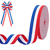 50 Yards Tricolor Polyester Striped Grosgrain Ribbon OCOR-WH0112-004A-1