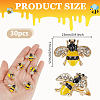 30Pcs Bees Iron Rhinestone Lapel Pin Brooches JEWB-GO0001-20-2