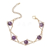 3Pcs Natural Gemstone Round Beads Link Bracelets for Women BJEW-JB12149-3