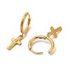 Crystal Rhinestone Cross Dangle Hoop Earring & Pendant Nacklace SJEW-P002-03G-3