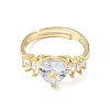 Brass Micro Pave Cubic Zirconia Cuff Open Rings CU-CBA5C10-08G-4