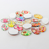 Multi-Color Floral Pattern Theme Ornaments Glass Oval Flatback Cabochons GGLA-A003-18x25-SS-2