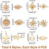 SUPERFINDINGS 24Pcs 6 Style Brass Charms KK-FH0003-86-2