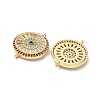 Brass Pave Colorful Cubic Zirconia Disc Connector Charms KK-Q068-52G-2