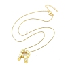 Brass & Plastic Pearl Letter Pandent Box Chain Necklaces for Women NJEW-U017-01G-18-3