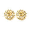 Flower Brass Micro Pave Clear Cubic Zirconia Bead Caps KK-V008-31G-1