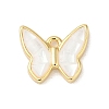 Rack Plating Brass & Shell Butterfly Charms with Epoxy Resin KK-K380-02G-01-1