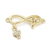 Rack Plating Brass Micro Pave Clear Cubic Zirconia Infinity with Cross Links Connector KK-Z064-31G-1