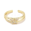 Clear Cubic Zirconia Butterfly Open Cuff Ring X-RJEW-B028-02G-2