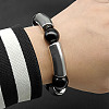 Stainless Steel & Resin Bead Stretch Bracelets for Women Men UF8116-1-3