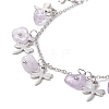 Natural Amethyst Chips & Dragonfly Charms Anklet AJEW-AN00512-08-3