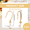1 Pair 925 Sterling Silver Ear Hooks STER-BC0003-59G-2