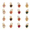 16Pcs 8 Colors Brass inlaid Cubic Zirconia Pendants ZIRC-CJ0001-15-1