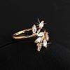 Real 18K Gold Plated Brass Olive Branch Cubic Zirconia Rings RJEW-EE0001-093G-E-2