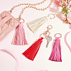 WADORN 4Pcs 4 Colors PU leather Tassel Pendants Keychains KEYC-WR0001-18-5