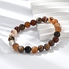 Natural Striped Agate/Banded Agate Beaded Stretch Bracelets BJEW-Q692-03I-5