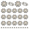 20Pcs Flower Zinc Alloy & Rhinestone & Glass Rivets BUTT-NB0001-84C-1