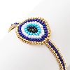 Glass Seed Braided Evil Eye Link Bracelet for Women BJEW-JB08398-02-5