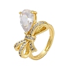 Adjustable Rack Plating Brass Clear Cubic Zirconia Finger Rings for Women RJEW-M028-09G-2