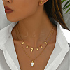 Elegant Vintage Stainless Steel Rhinestone Hamsa Hand Stud Earrings & Double-layer Necklace Sets for Women QF7163-5