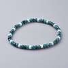 Natural Apatite & Howlite & Snowflake Obsidian Beads Stretch Bracelets BJEW-JB04697-01-1