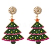 Christmas Alloy Plastic Bead Stud Earrings for Women EJEW-U024-02G-03-1