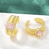 Brass Micro Pave Cubic Zirconia Open Cuff Rings for Women RJEW-U059-01G-01-1