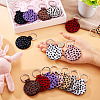 16Pcs 8 Colors Flat Round Leopard Pattern PU Leather Keychains KEYC-TA0001-37-5