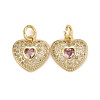 Rack Plating Brass Cubic Zirconia Charms ZIRC-C031-03G-2