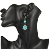Natural Magnesite & Synthetic Turquoise and Shell Pearl Braided Dangle Earrings EJEW-MZ00789-01-2