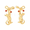 Bowknot with Cat Shape Brass Enamel Dangle Stud Earrings EJEW-F401-02G-2
