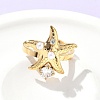 304 Stainless Steel Micro Pave Cubic Zirconia Plastic Pearl Cuff Rings RJEW-D310-02A-G-2