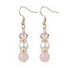 Round Natural Rose Quartz Dangle Earrings EJEW-JE06778-02-2
