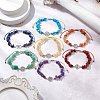 7Pcs Chakra Theme Natural & Synthetic Mixed Gemstone Chips Braieded Beads Bracelets BJEW-JB11326-1