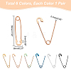 Unicraftale 12Pcs 6 Colors 304 Stainless Steel Safety Pin Hoop Earrings for Women AJEW-UN0001-40-4